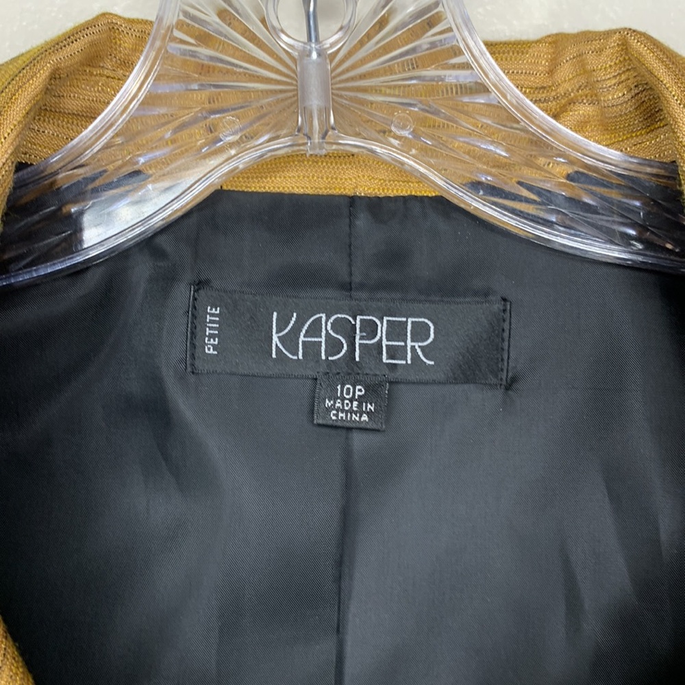 KASPER Blazer Mustard Gold Single Breasted Statement Dinner Jacket 3D Buttons - Picture 9 of 11
